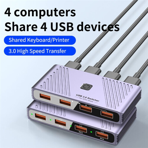 USB3.0  Adapter 4 in 4 Out USB Switcher  PC Laptop for Printer Keyboard Mouse U Disk Sharer Controller 2
