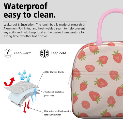 Strawberry Fruit Lunch Bag Leakproof Cooler Tote 39 2