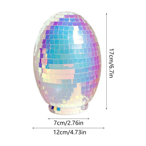 Glass Mirror Easter Egg Lamp 6.7 inch Blue LED Night Light 2