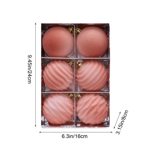 Sammetsjulkulor 7,5 cm, 6-pack, splittersäkra 2