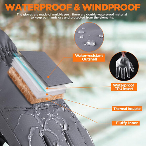 Winter Ski Gloves Waterproof Windproof Thermal Touchscreen 2