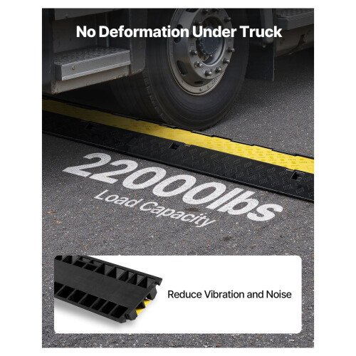 Cable Protector Ramp Rubber 2-Channel 2.2 x 2 in 22000 lbs 2