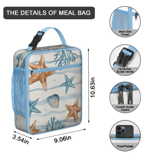 Insulated Cooler Lunch Bag Starfish Pattern 1 Pack 1