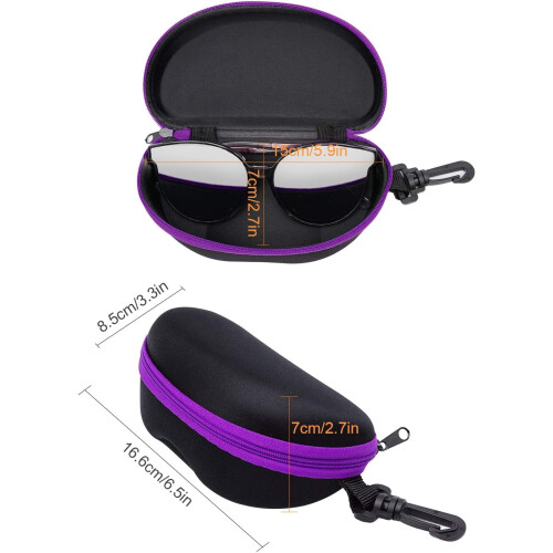 Hard Shell Sunglasses Case with Zipper and Plastic Hook 1