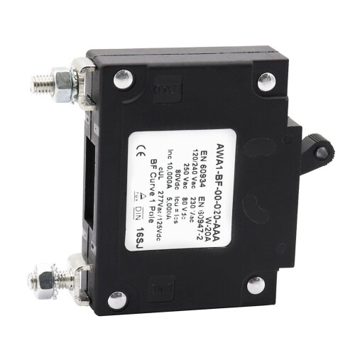 Hydraulic Electromagnetic Circuit Breaker 20A Black 2