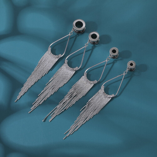 Ear Plug Tunnel Tassel Dangle Jewelry 2 Pcs 2