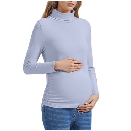 Umstandsoberteil aus Samtfleece für Damen, einfarbig, langärmelig 1