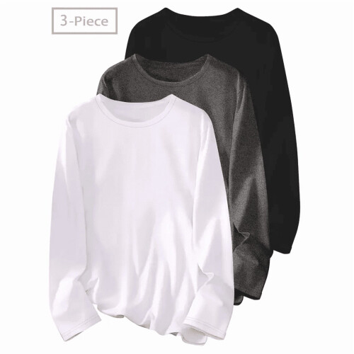 Women's Plus Size Long Sleeve Crew Neck T-Shirts 3-Pack 2