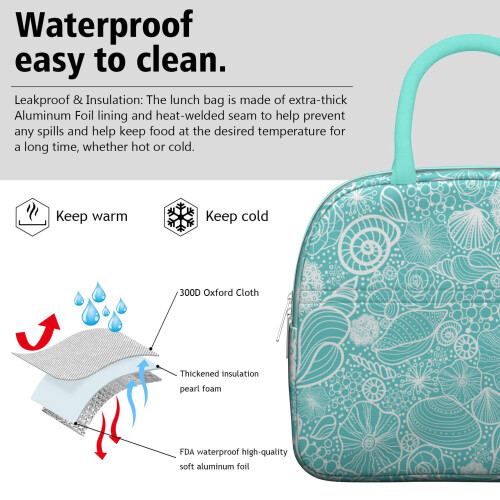 Tropical Seashell Lunch Tote Thermal Insulated 1 Pack 2
