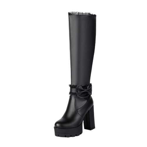 Women's Mid-Calf Boots Chunky Heel Equestrian Style 1
