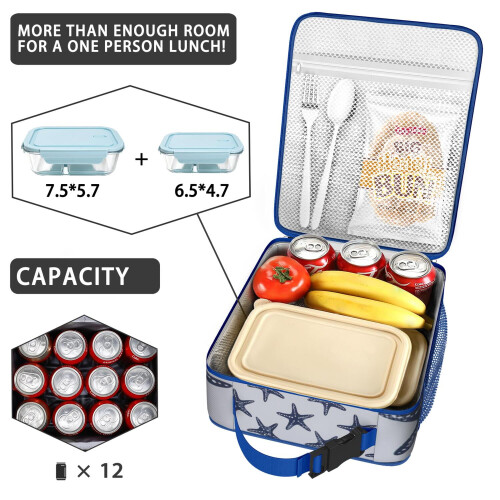 Thermal Lunch Box Bag Starfish Print Insulated Waterproof 1 2