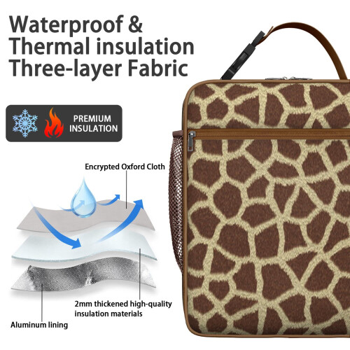 Giraffe insulated lunch bag waterproof thermal tote 2