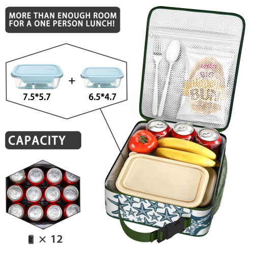 Thermal Lunch Box Bag Starfish Print Insulated Waterproof 1