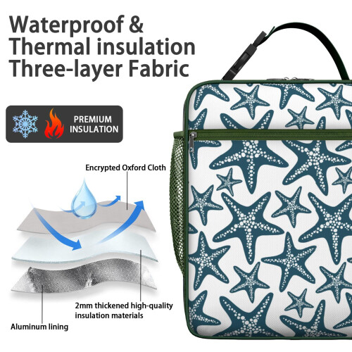 Thermal Lunch Box Bag Starfish Print Insulated Waterproof 2