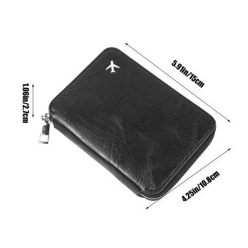 RFID-Blocking Passport Wallet Leather Travel Pouch with 2