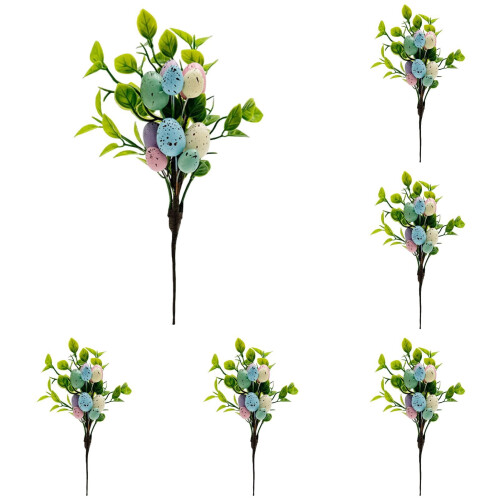 Artificial Easter Flowers with Eggs and Berries 6PCS 10 Inch