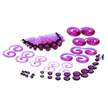 Acrylic Ear Gauges Spiral Taper Stretcher Set 54 Pieces