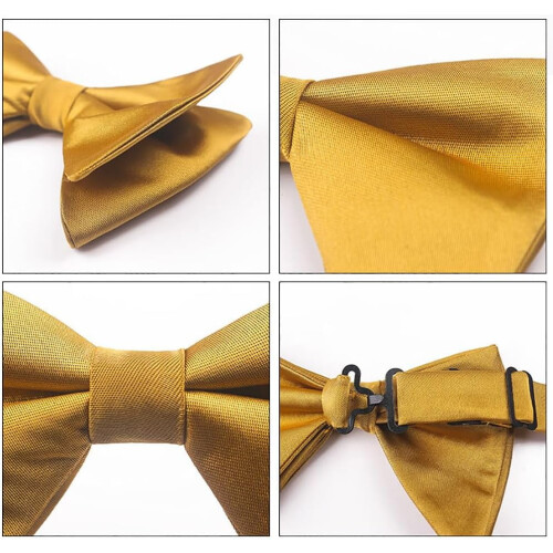 Men's Pre-Tied Satin Bow Tie Solid Formal Adjustable Tuxedo 2