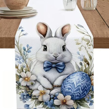 Décoration de table de Pâques en lin imprimé, drapeau de table