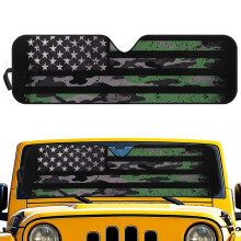 American Flag Green Windshield Sun Shade for Jeep Wrangler