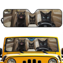 Foldable Black Cat Windshield Sun Shade for Jeep Wrangler