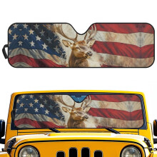 Deer American Flag Windshield Sun Shade for Jeep Wrangler