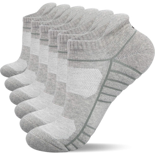 Athletic Running Ankle Socks Low Cut Cushioned 6 Pairs