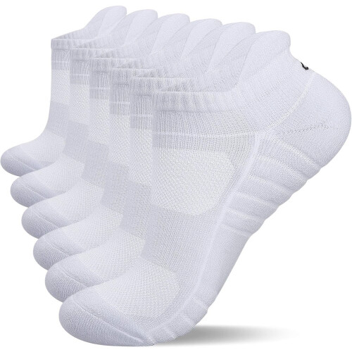 Athletic Running Ankle Socks Low Cut Cushioned 6 Pairs