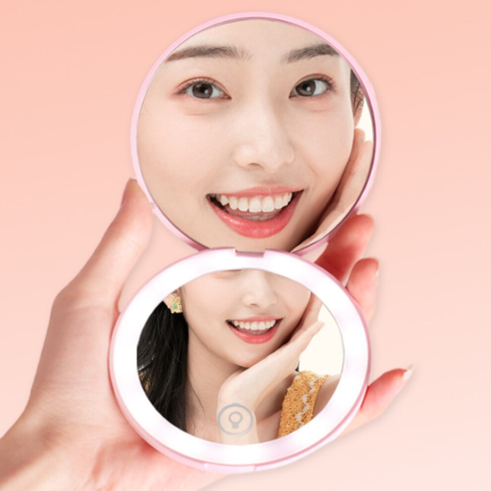LED Travel Makeup Mirror with 1x/10x Magnification 3.5 Inch