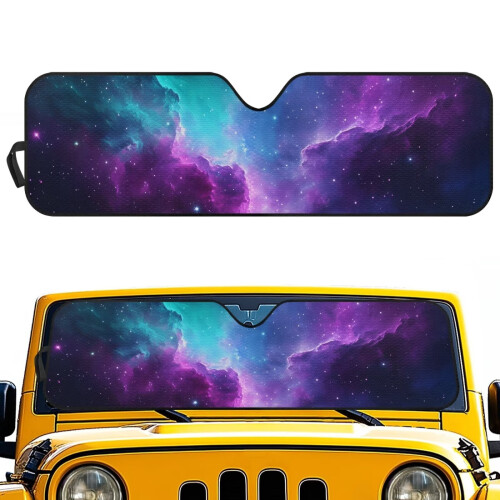 Foldable Purple Galaxy Windshield Sun Shade for Jeep