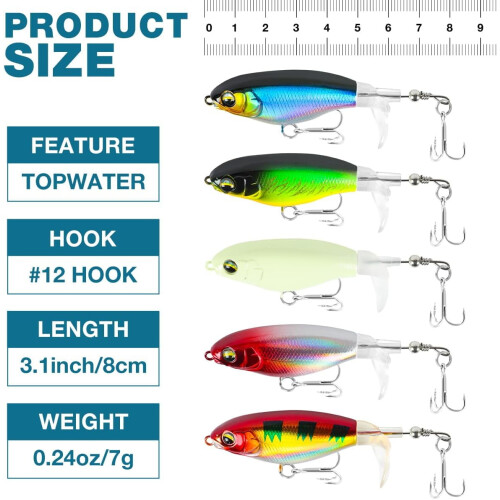 Topwater Fishing Lures with Propeller Tail 5PCS 1
