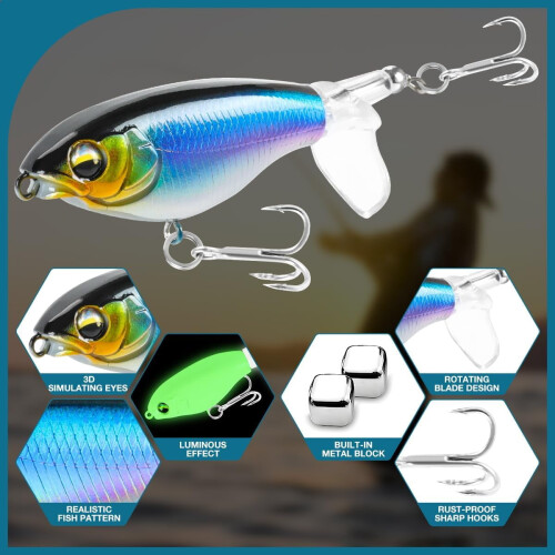 Topwater Fishing Lures with Propeller Tail 5PCS 2