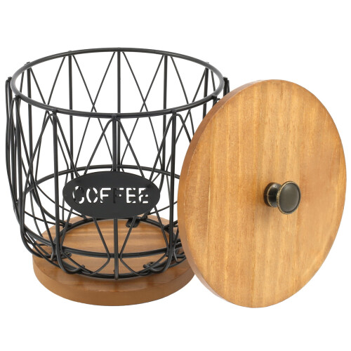 Coffee Pod Holder Wooden Lid Base 12-Cup Capacity 2