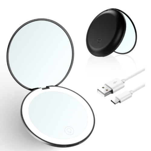 Lighted Travel Makeup Mirror 3.5 Inch Portable Folding with