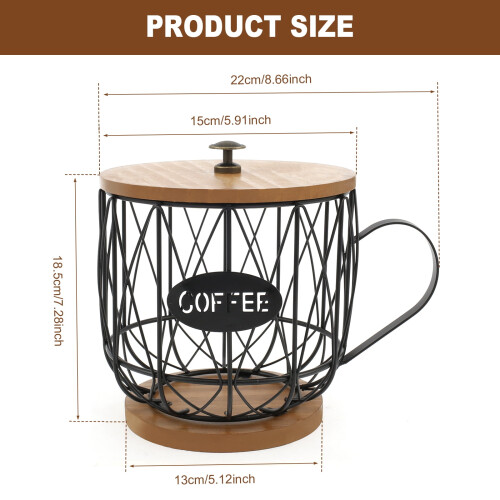 Coffee Pod Holder Wooden Lid Base 12-Cup Capacity 1