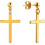 Stainless Steel Cross Dangle Stud Earrings Gold Pair 1
