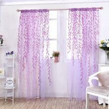 Bifavgk Willow Voile Sheer Curtain Panel Purple