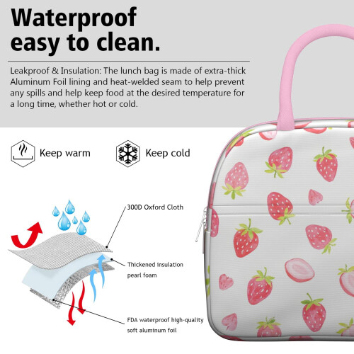 Strawberry Fruit Lunch Bag Reusable Leakproof 1 Piece 2