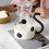 Cow-shaped glass water pitcher white 1 piece 5