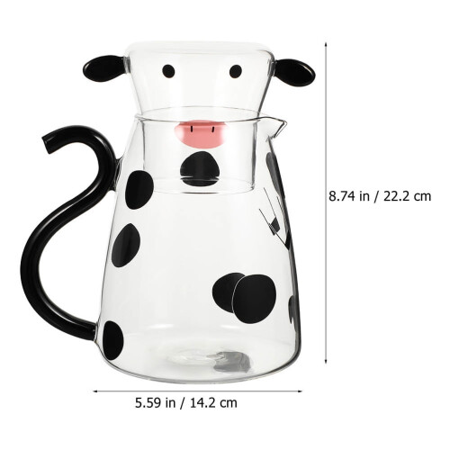 Cow-shaped glass water pitcher white 1 piece 1