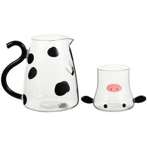 Cow-shaped glass water pitcher white 1 piece 2