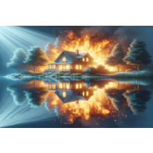 Wooden Jigsaw Puzzle Tranquil Lake House 1000 Pieces
