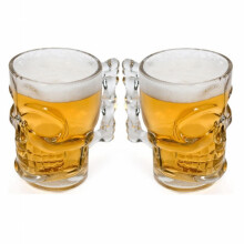 Beer Mug Drinking Glasses with Handle Set of 2 Heavy Base