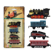 Retro Steam Train Toy Kit 4PCS Pull-Back Push and Go