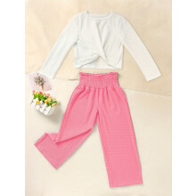 Toddler Girls Outfit Set Long Sleeve Crop Top and Wide Leg