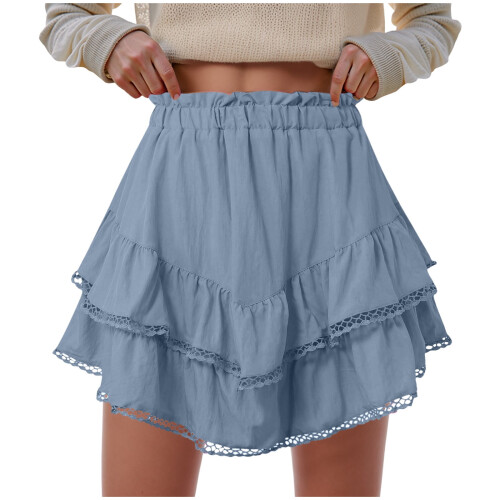 Women's Flowy Boho Skorts High Waist Ruffle Tiered