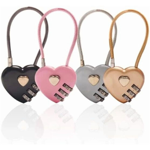 Heart Padlock Metal Mini Code Lock 4 Pcs Mix Color