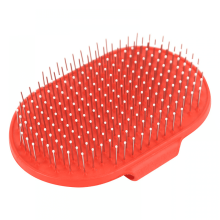 Pet Grooming Brush Rubber Tip Handheld for Dogs Red