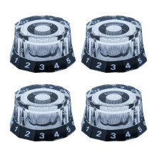 Guitar Knobs Clear Black 6mm Shaft 4 Pieces