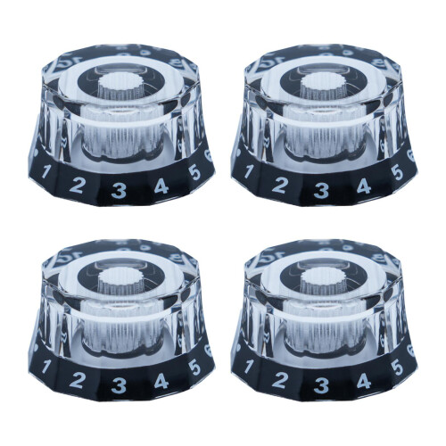 Guitar Knobs Clear Black 6mm Shaft 4 Pieces